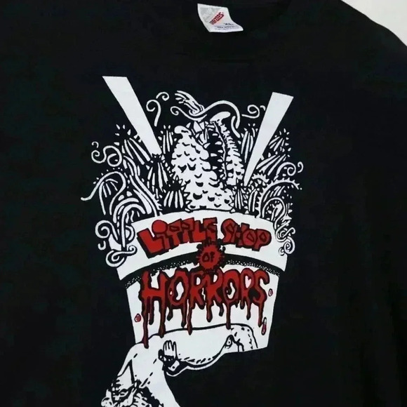Rare Vintage 90s Little Shop of Horrors Movie Promo Black Short Sleeve Shirt Top - Picture 4 of 4